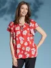 Floral Flutter Sleeve Tie Neck Blouse sold by 89th & Madison