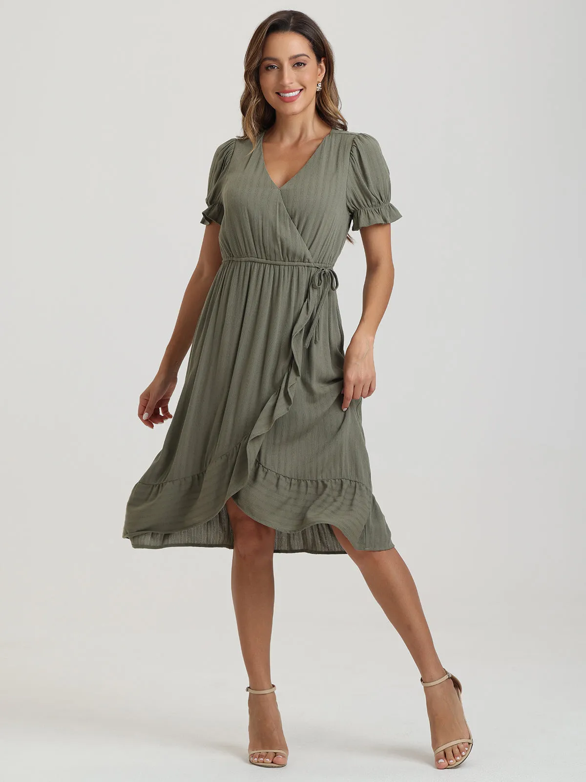 Ruffle Hem Wrap Dress sold by 89th & Madison
