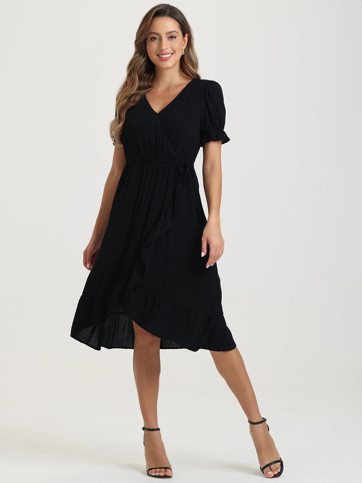 Ruffle Hem Wrap Dress sold by 89th & Madison product image thumbnail 5