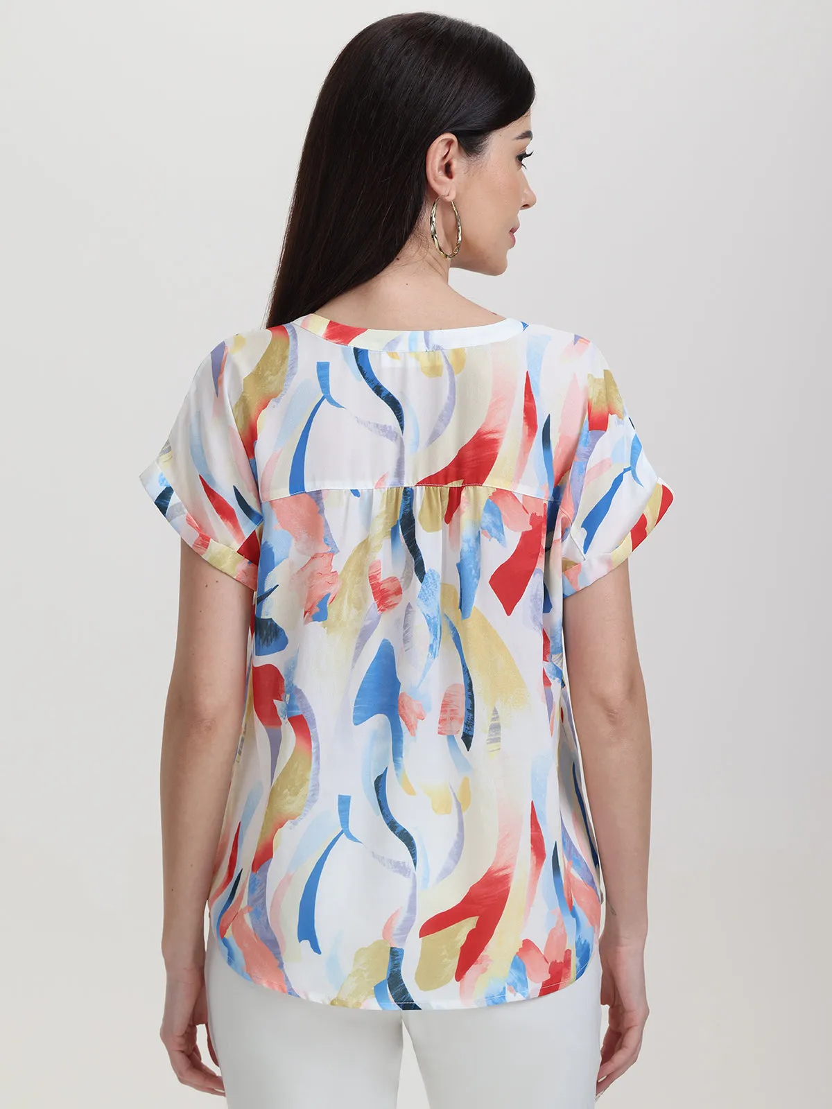 Abstract Print Half Zip Blouse sold by 89th & Madison product image thumbnail 3