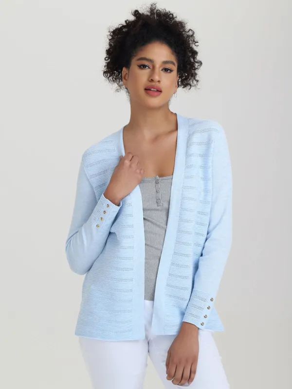 Button Cuff Pointelle Open Cardigan sold by 89th & Madison