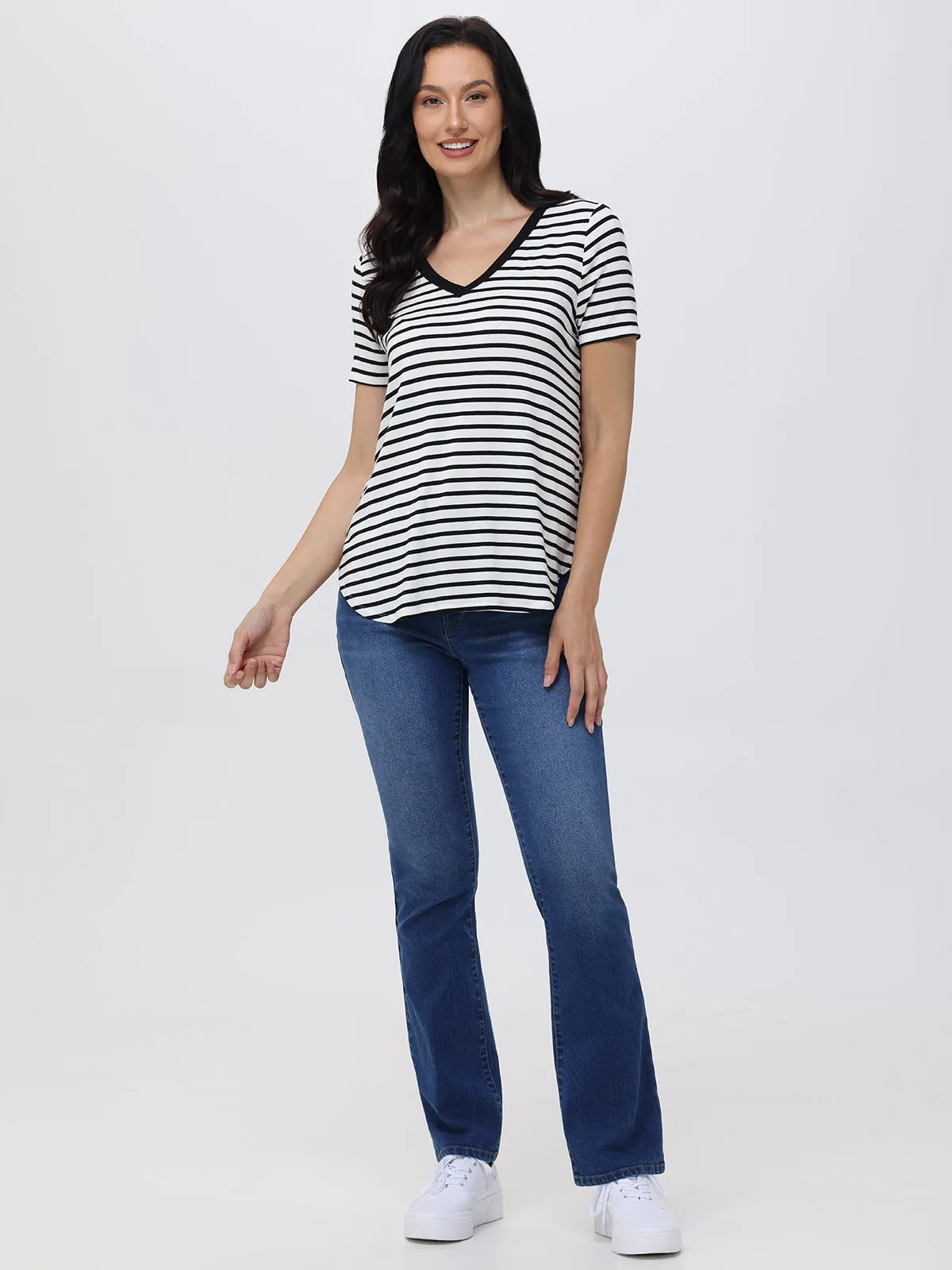 Petite Kick Out High Rise Jean In Medium Wash sold by 89th & Madison