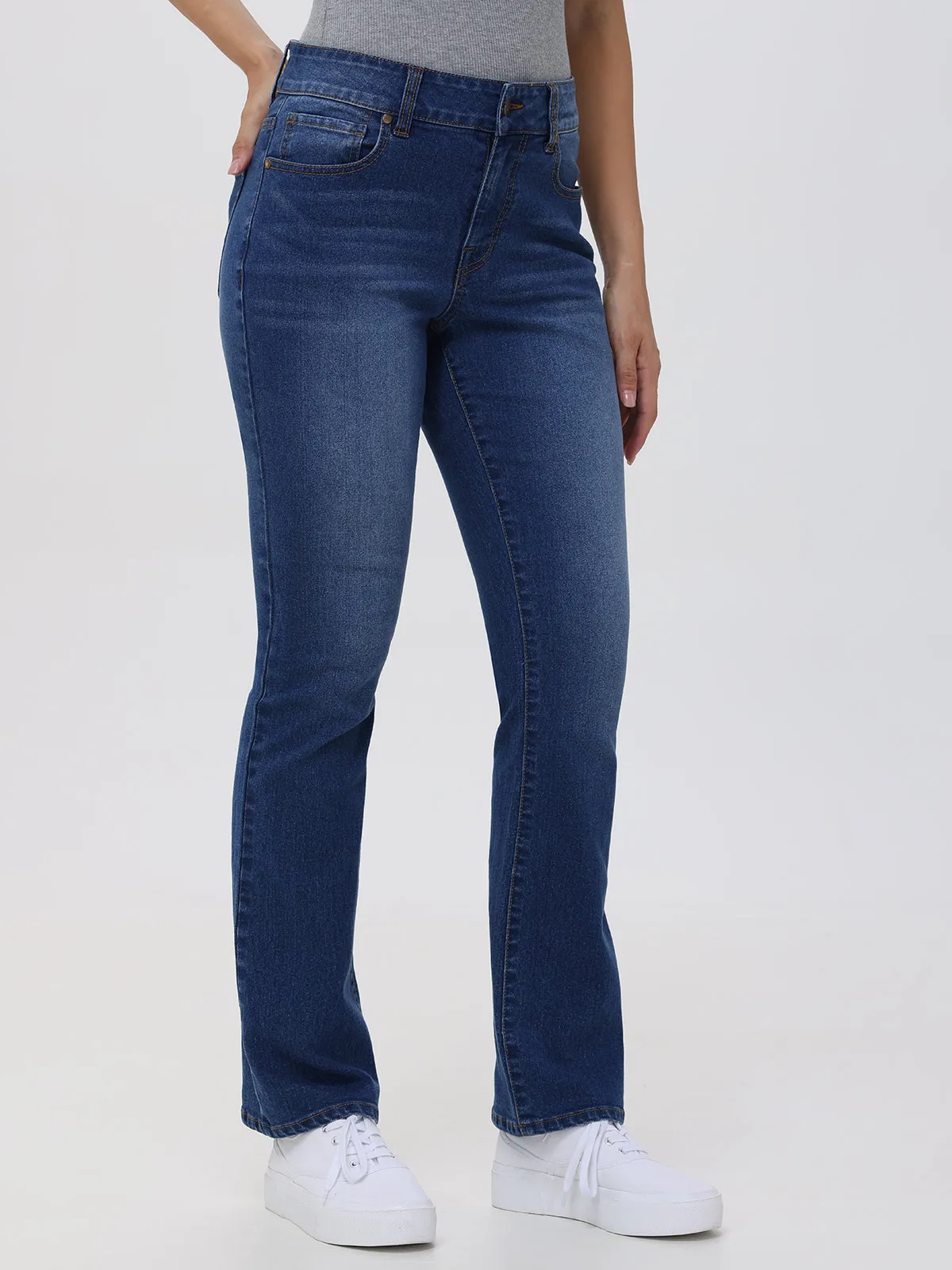 Petite Kick Out High Rise Jean In Medium Wash sold by 89th & Madison product image thumbnail 5