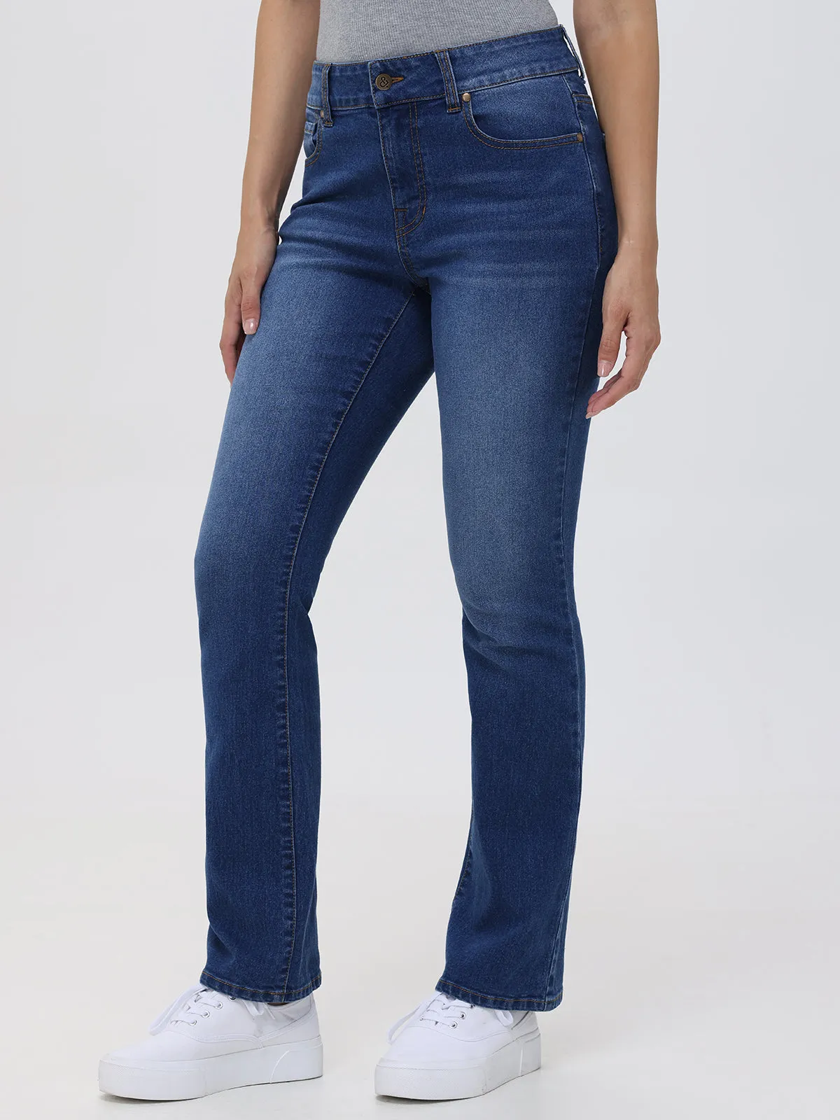 Petite Kick Out High Rise Jean In Medium Wash sold by 89th & Madison product image thumbnail 4