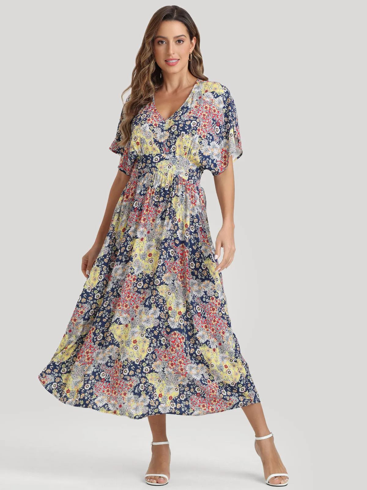 Floral Flutter Sleeve Maxi Dress sold by 89th & Madison