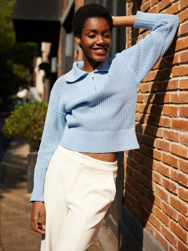 Drop Shoulder Half Zip Sweater sold by 89th & Madison