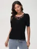 Floral Crochet Sleeve Cool Top sold by 89th & Madison