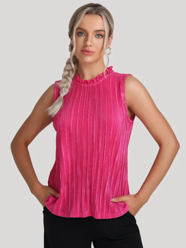 Sleeveless Ruffle Trim Knit Top sold by 89th & Madison