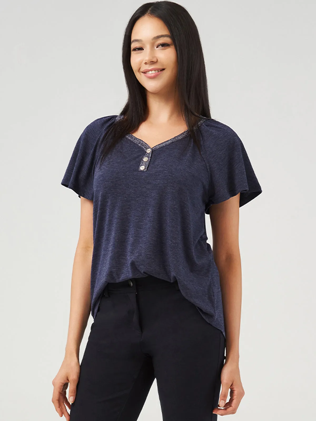 Heartland Henley Flutter Sleeve Tee sold by 89th & Madison product image thumbnail 2