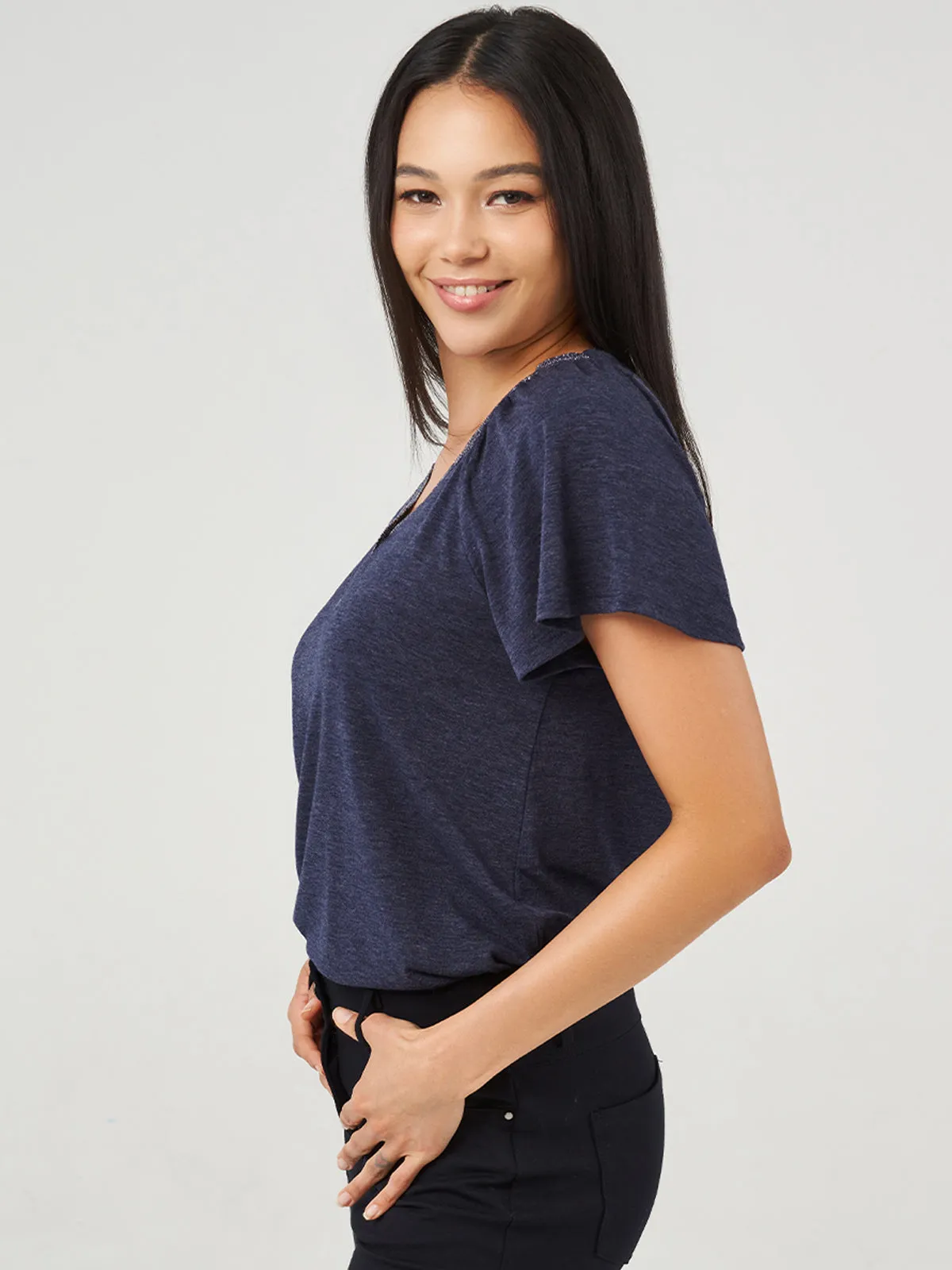 Heartland Henley Flutter Sleeve Tee sold by 89th & Madison product image thumbnail 3