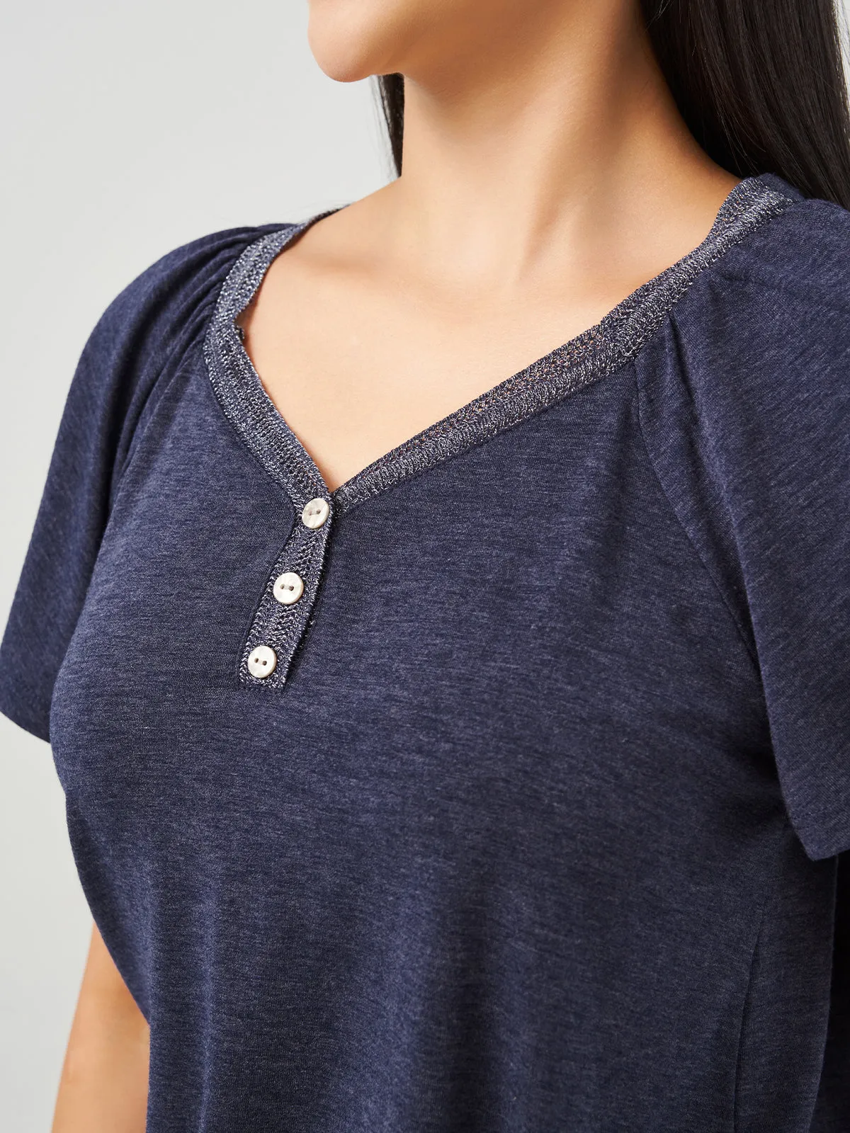 Heartland Henley Flutter Sleeve Tee sold by 89th & Madison product image thumbnail 5