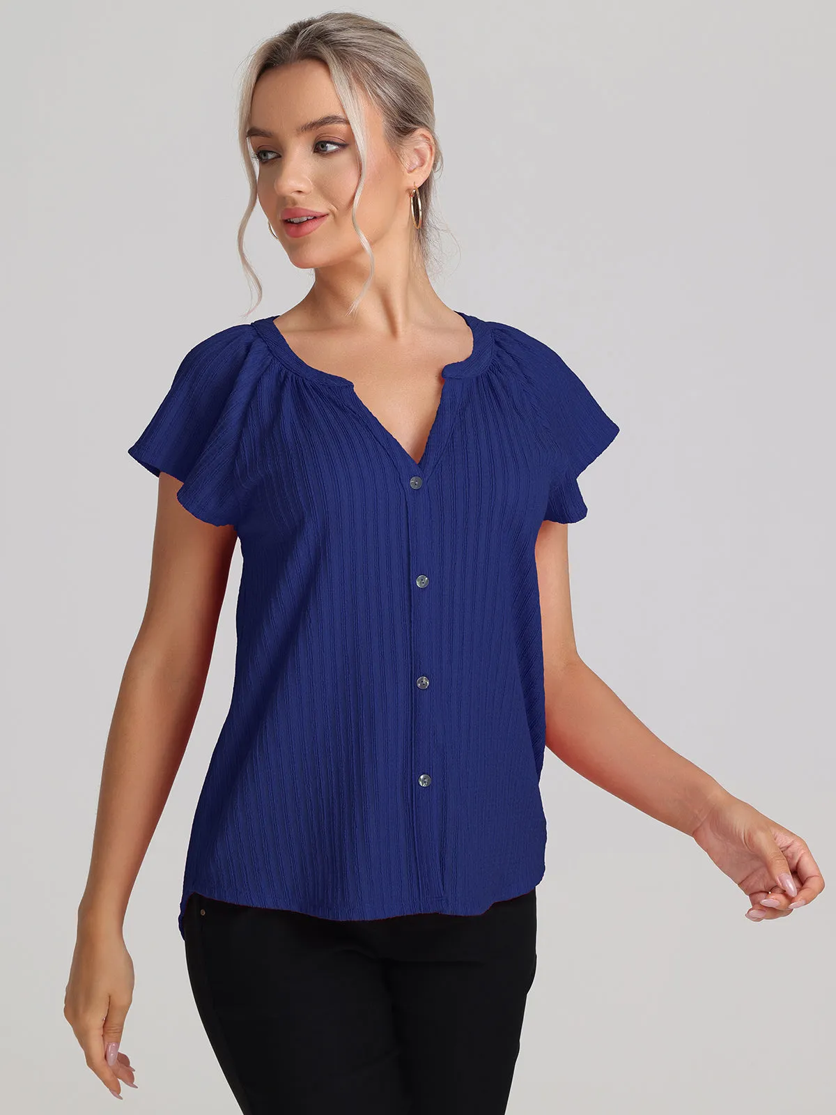 Flutter Sleeve V-Neck Top sold by 89th & Madison