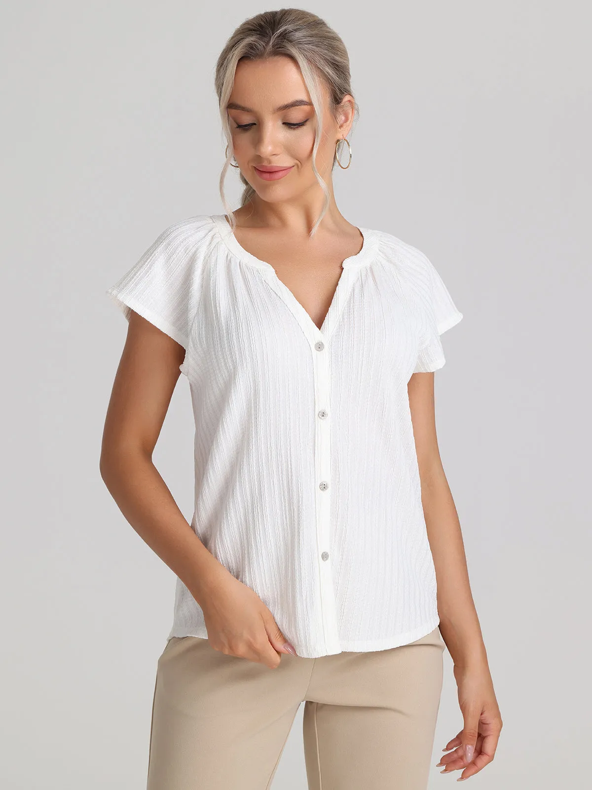 Flutter Sleeve V-Neck Top sold by 89th & Madison product image thumbnail 5