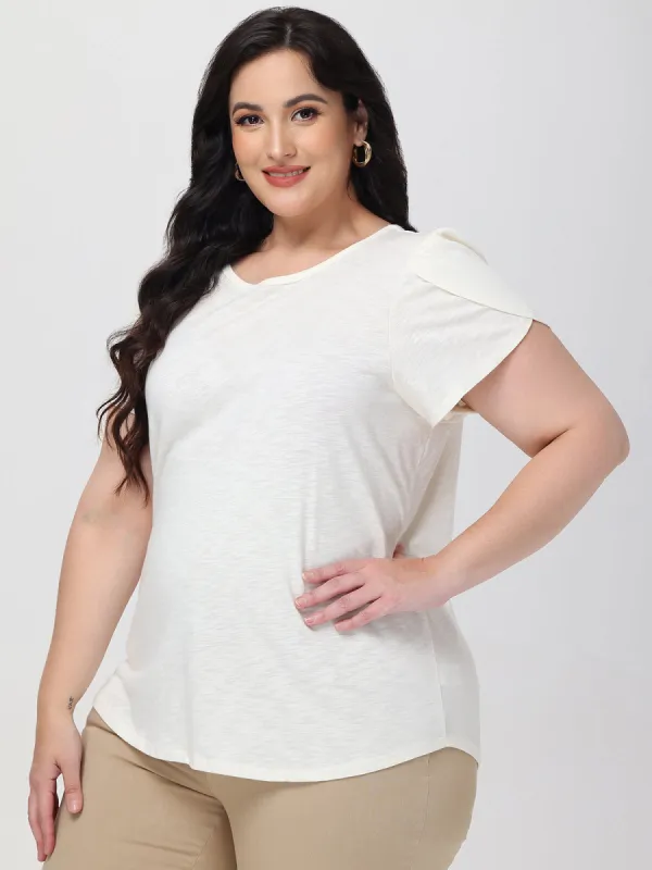 Plus Crewneck Ruffle Sleeve Knit Top sold by 89th & Madison