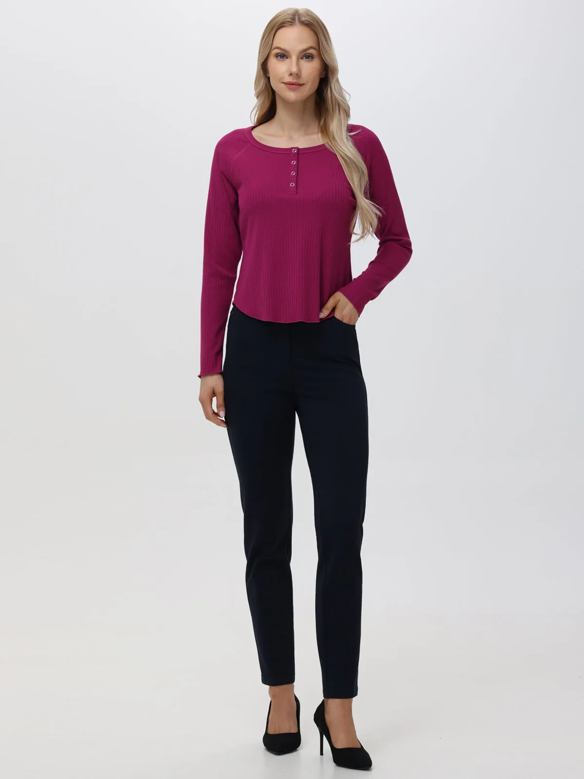 Luxe Ponte Five Pocket Stretch Straight Leg Little Black Pants sold by 89th & Madison product image thumbnail 5