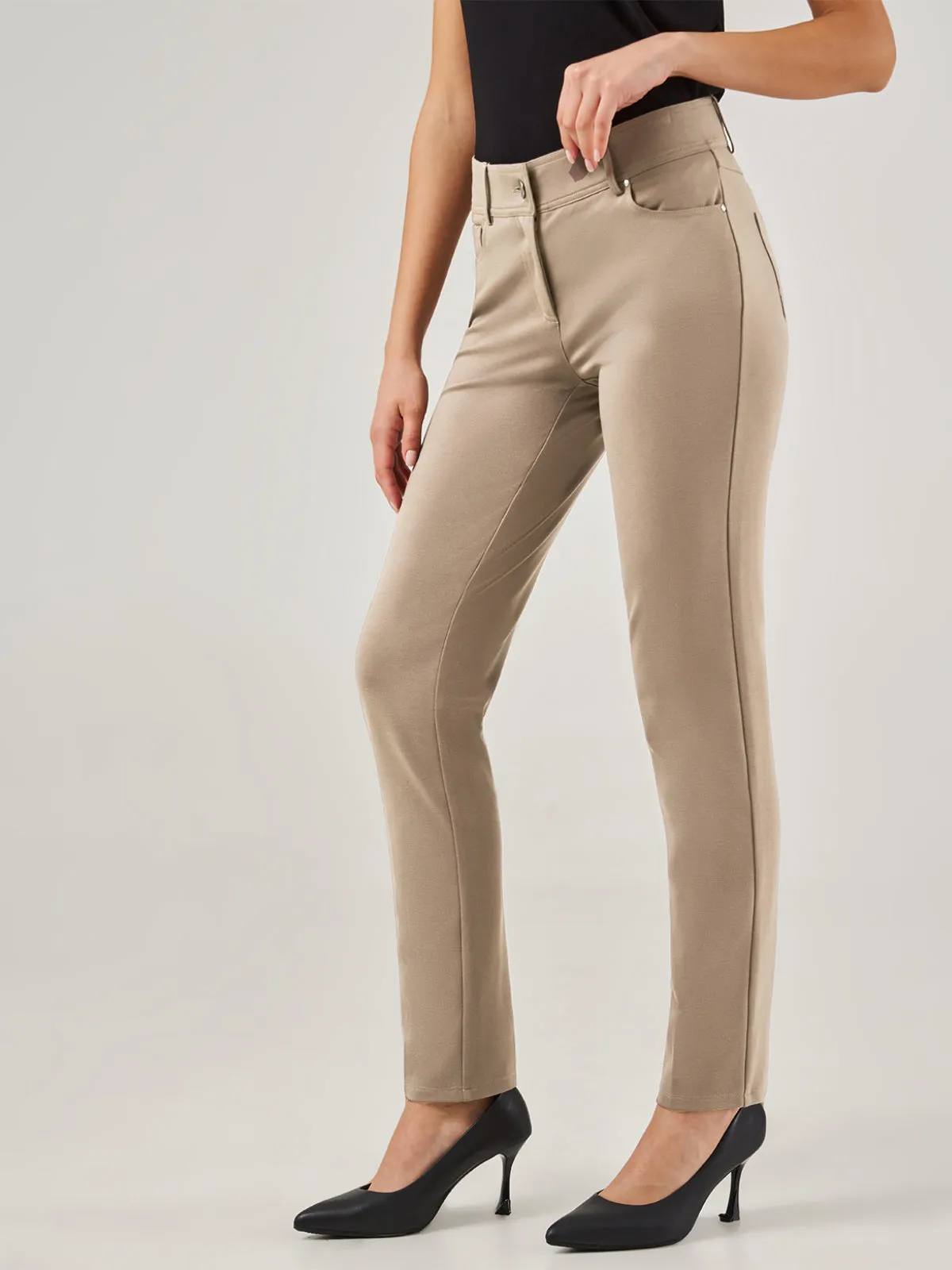 Luxe Ponte Five Pocket Stretch Straight Leg Little Black Pants sold by 89th & Madison product image thumbnail 3