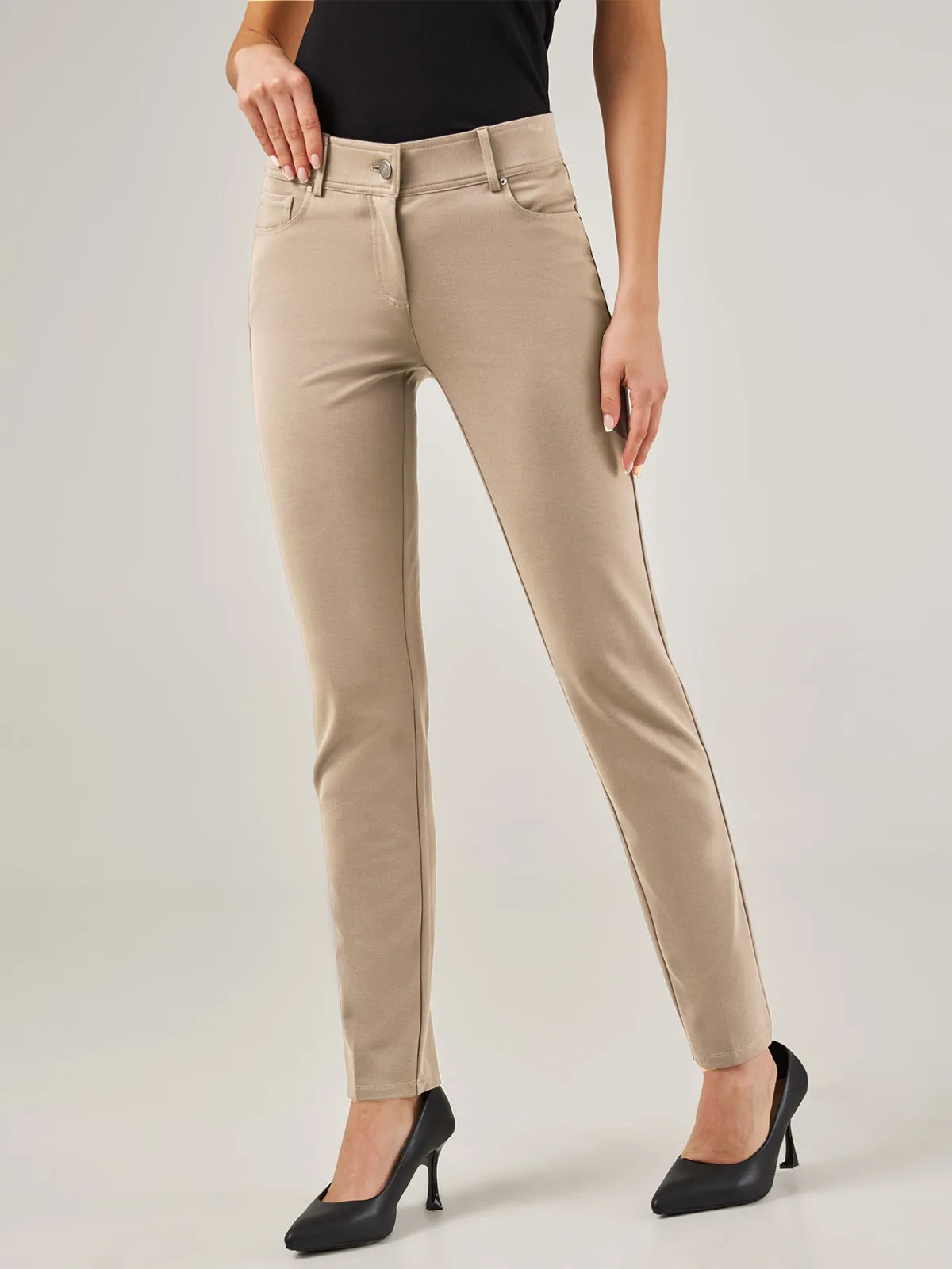 Luxe Ponte Five Pocket Stretch Straight Leg Little Black Pants sold by 89th & Madison product image thumbnail 2