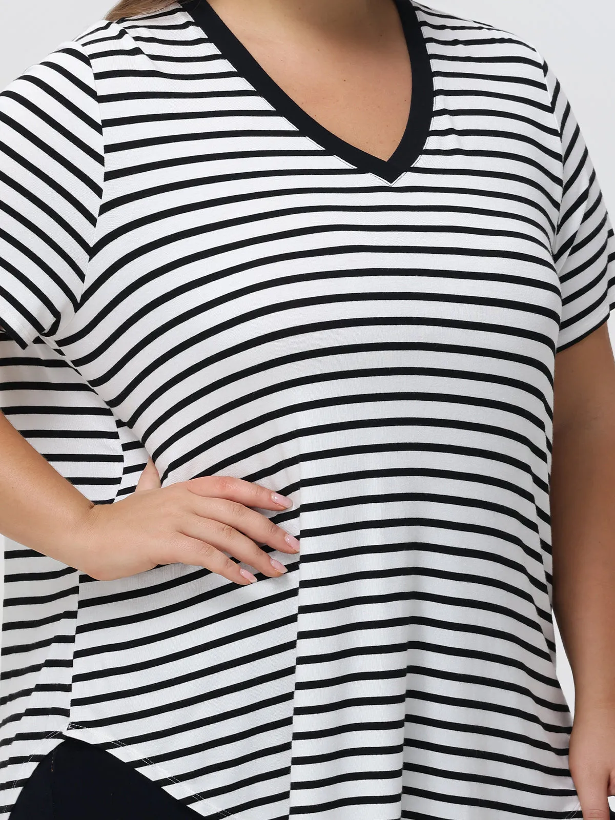 Plus Stripe V-Neck Tee sold by 89th & Madison product image thumbnail 4