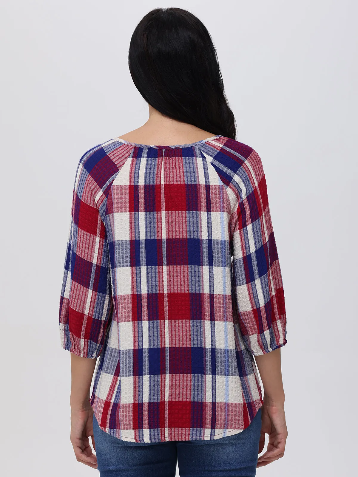 Plaid Tie Neck Blouse sold by 89th & Madison product image thumbnail 2