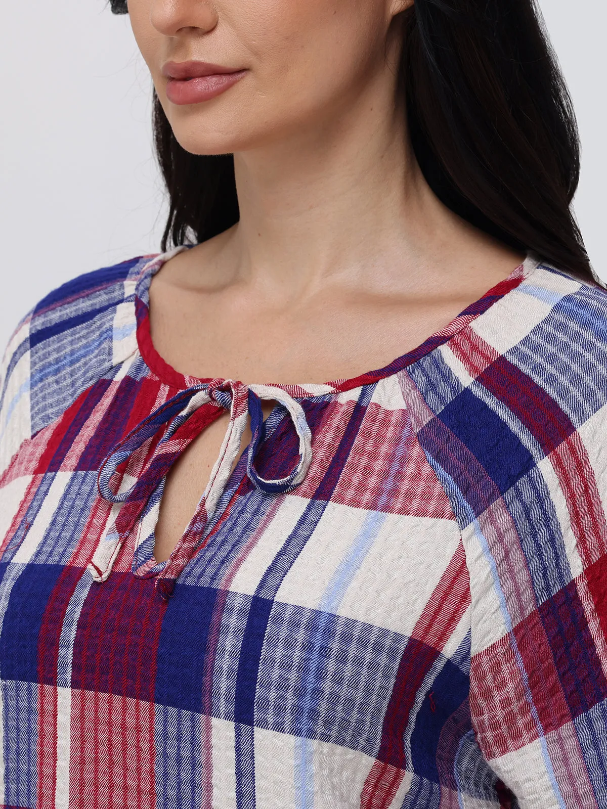 Plaid Tie Neck Blouse sold by 89th & Madison product image thumbnail 4