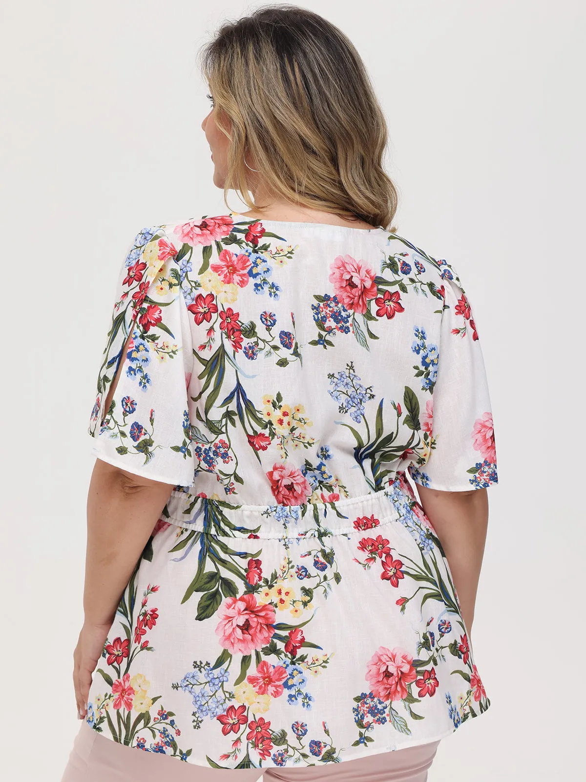 Plus Floral Flutter Sleeve Blouse sold by 89th & Madison product image thumbnail 3