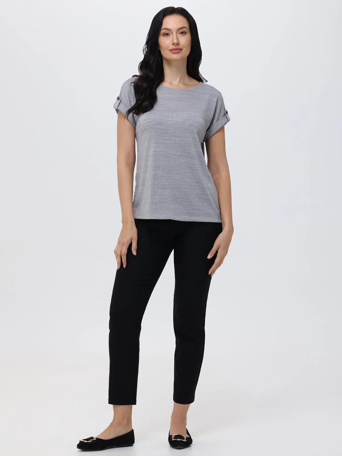 Millennium Stretch Paperclip Grommet Ankle Little Black Pants sold by 89th & Madison