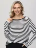Stripe Crewneck Drop Shoulder Pullover sold by 89th & Madison