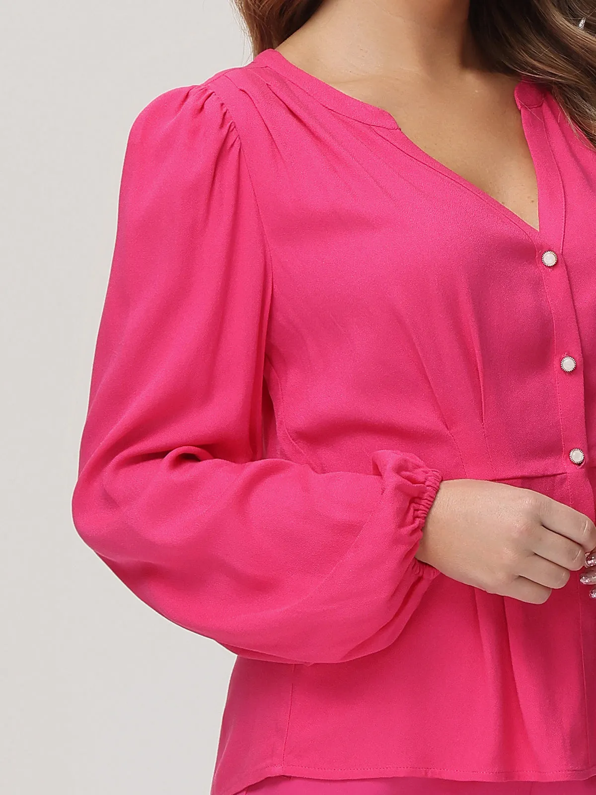 Puff Sleeve Split Neck Blouse sold by 89th & Madison product image thumbnail 4