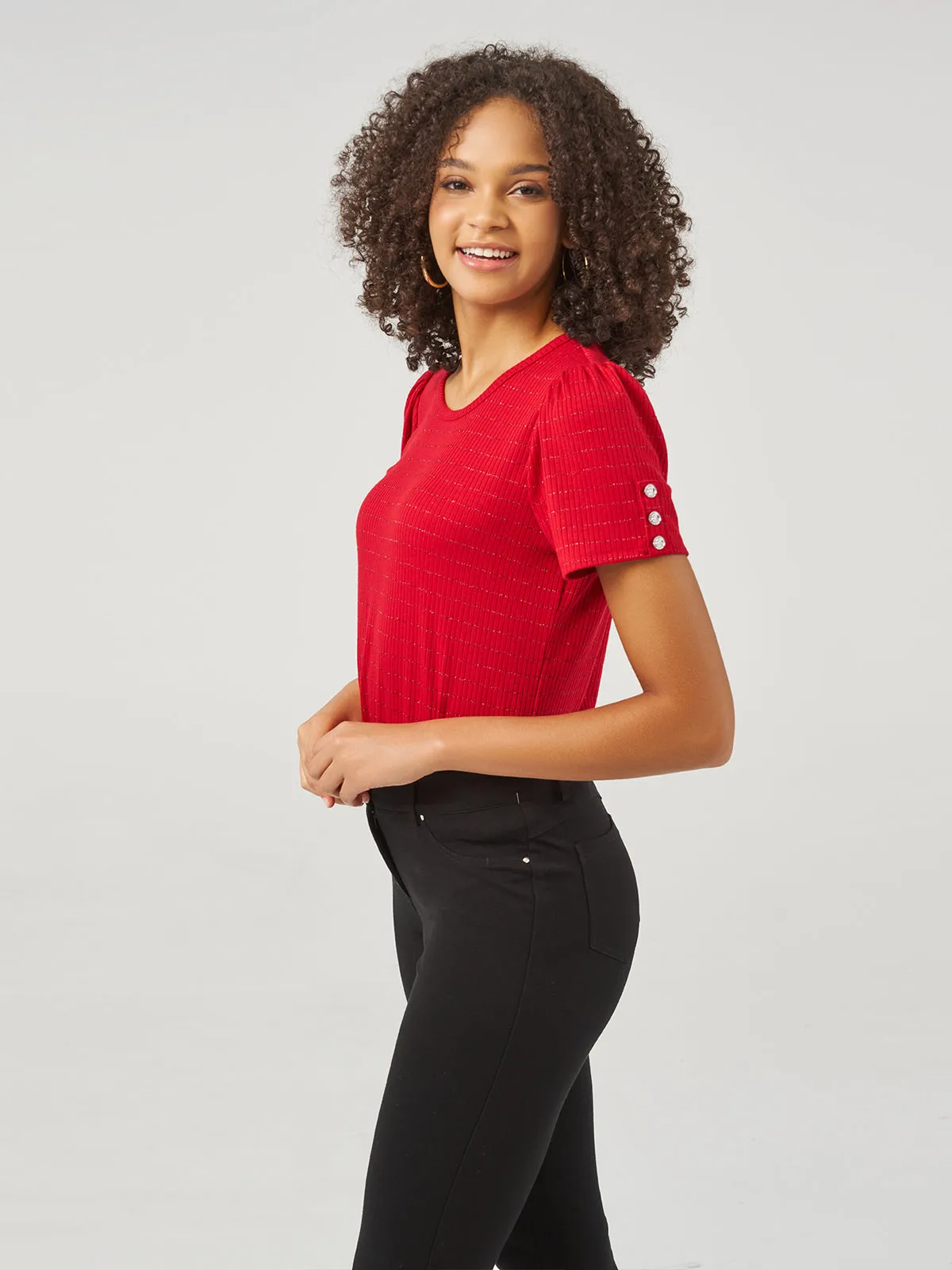 Puff Sleeve Rib Top sold by 89th & Madison product image thumbnail 3