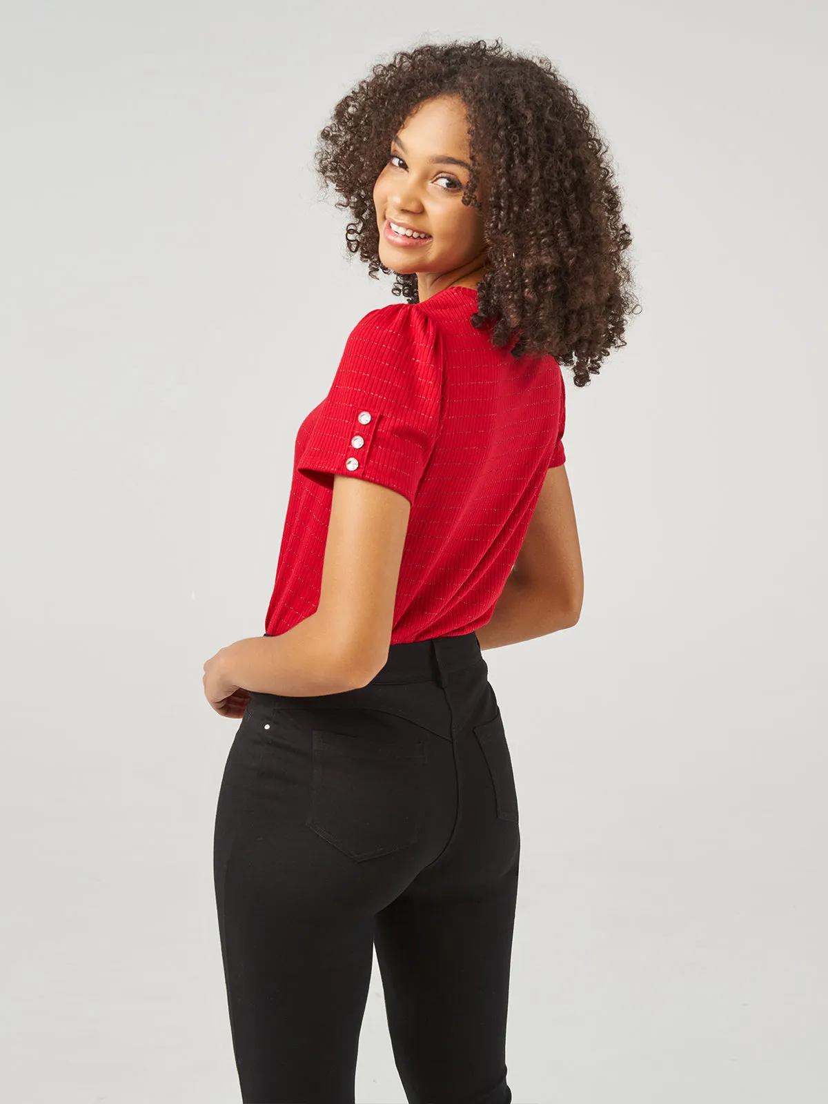 Puff Sleeve Rib Top sold by 89th & Madison product image thumbnail 2