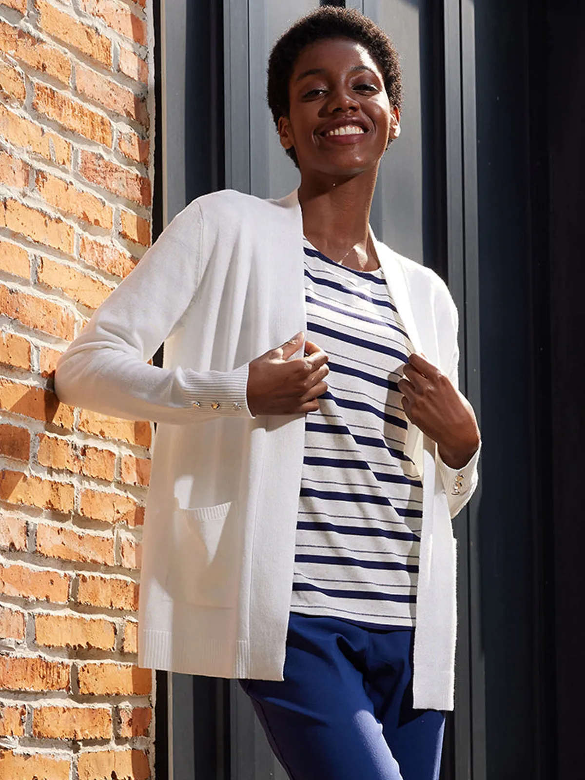 Button Cuff Open Cardigan sold by 89th & Madison