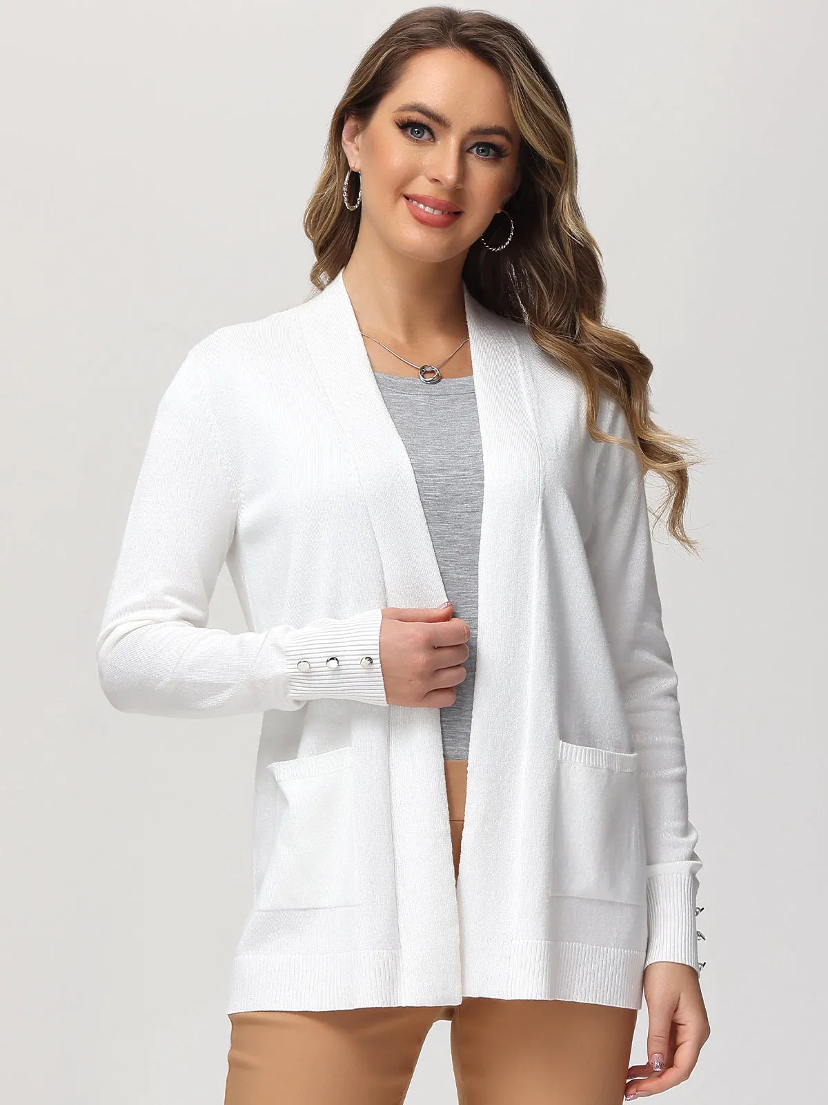 Button Cuff Open Cardigan sold by 89th & Madison product image thumbnail 4