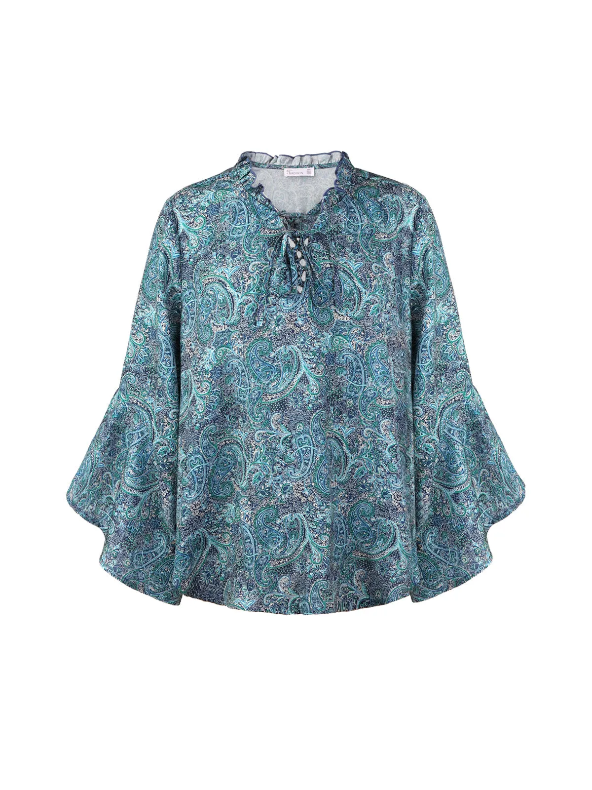 Lace Up Flounce Sleeve Blouse sold by 89th & Madison