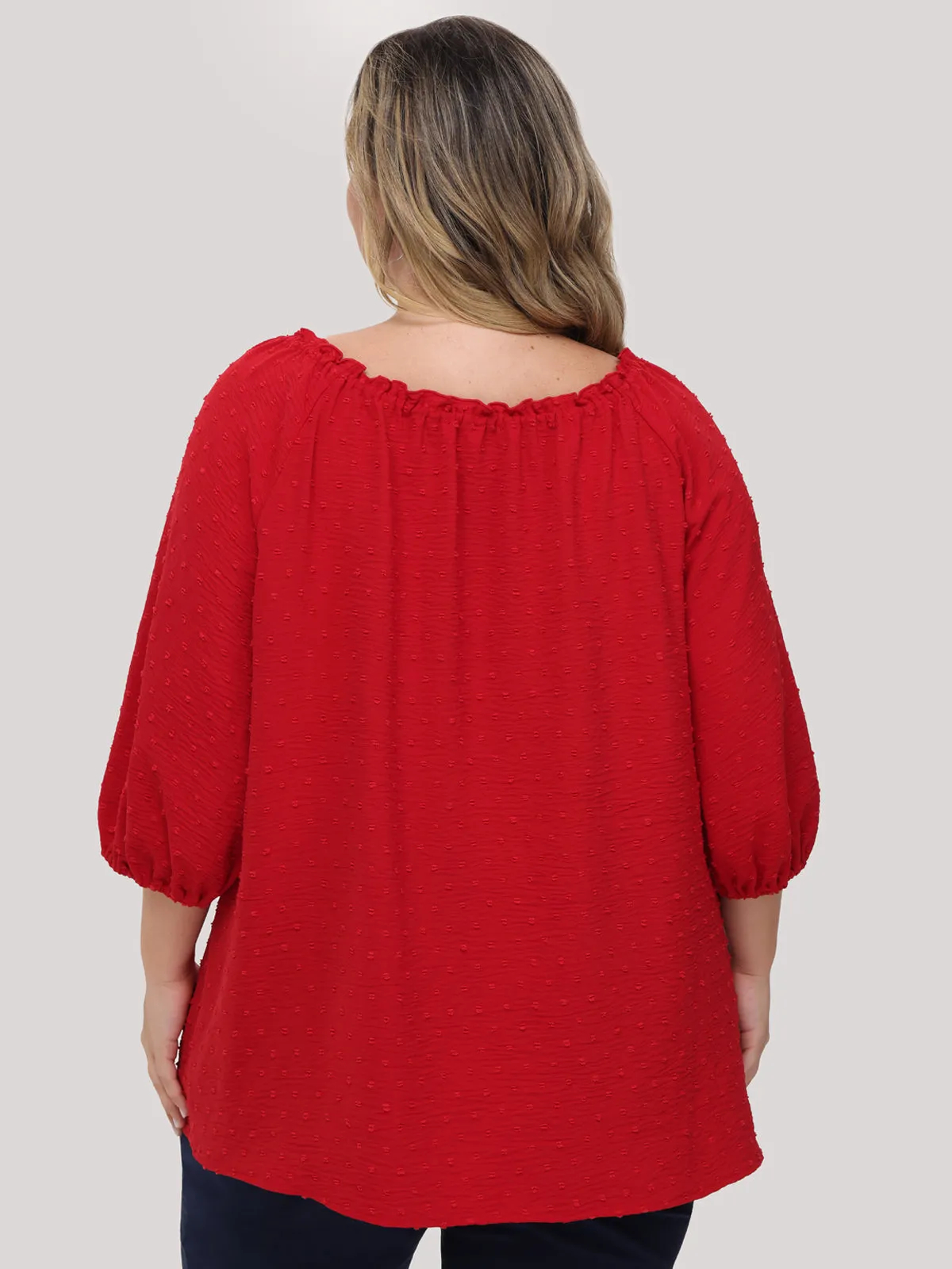 Plus Jacquard Tie Neck Ruffle Top sold by 89th & Madison product image thumbnail 3