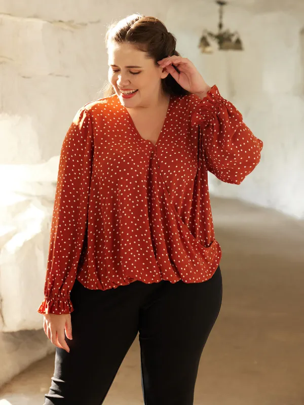 Plus Polka Dots Wrap Top sold by 89th & Madison