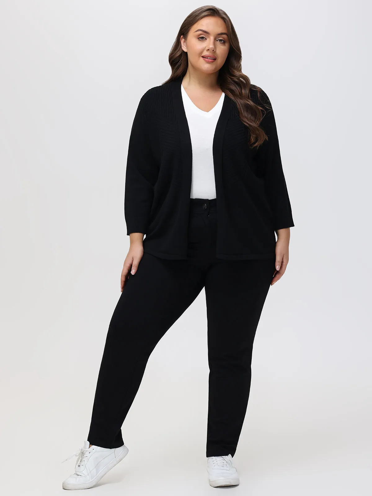 Plus 3/4 Sleeve Geometric Rib Cardigan sold by 89th & Madison product image thumbnail 5