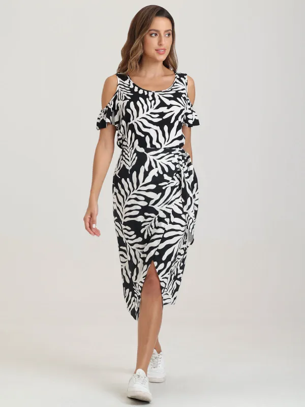 Faux Wrap Tie Side Midi Skirt sold by 89th & Madison