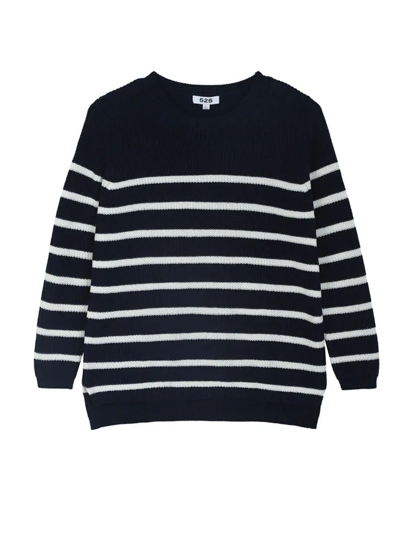 The Emma: Stripe Crewneck Shaker Stitch Sweater sold by 89th & Madison product image thumbnail 3