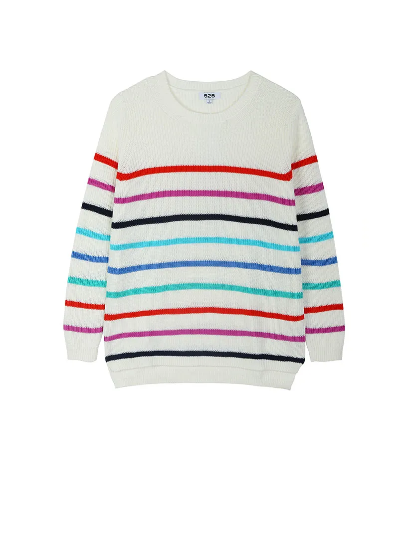 The Emma: Stripe Crewneck Shaker Stitch Sweater sold by 89th & Madison