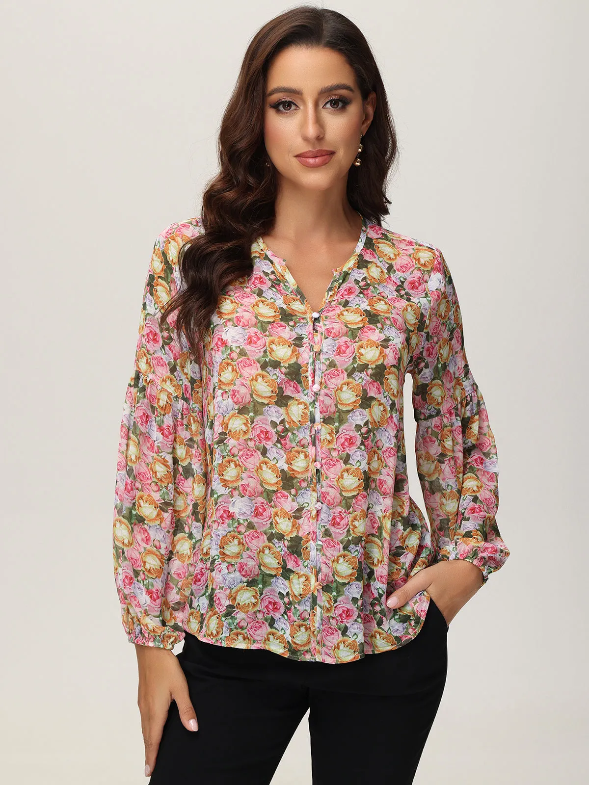 Floral Button-Up Top sold by 89th & Madison