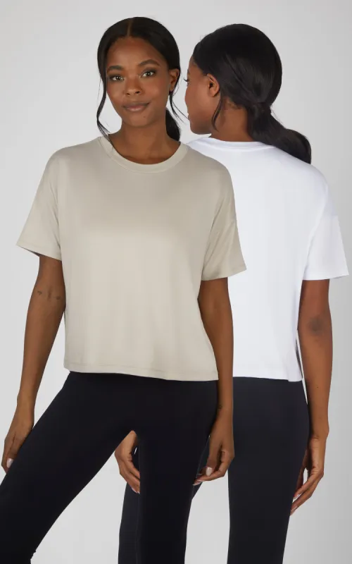 2 Pack Super Soft Deluxe Boxy Cropped Tee sold by 90 Degree By Reflex