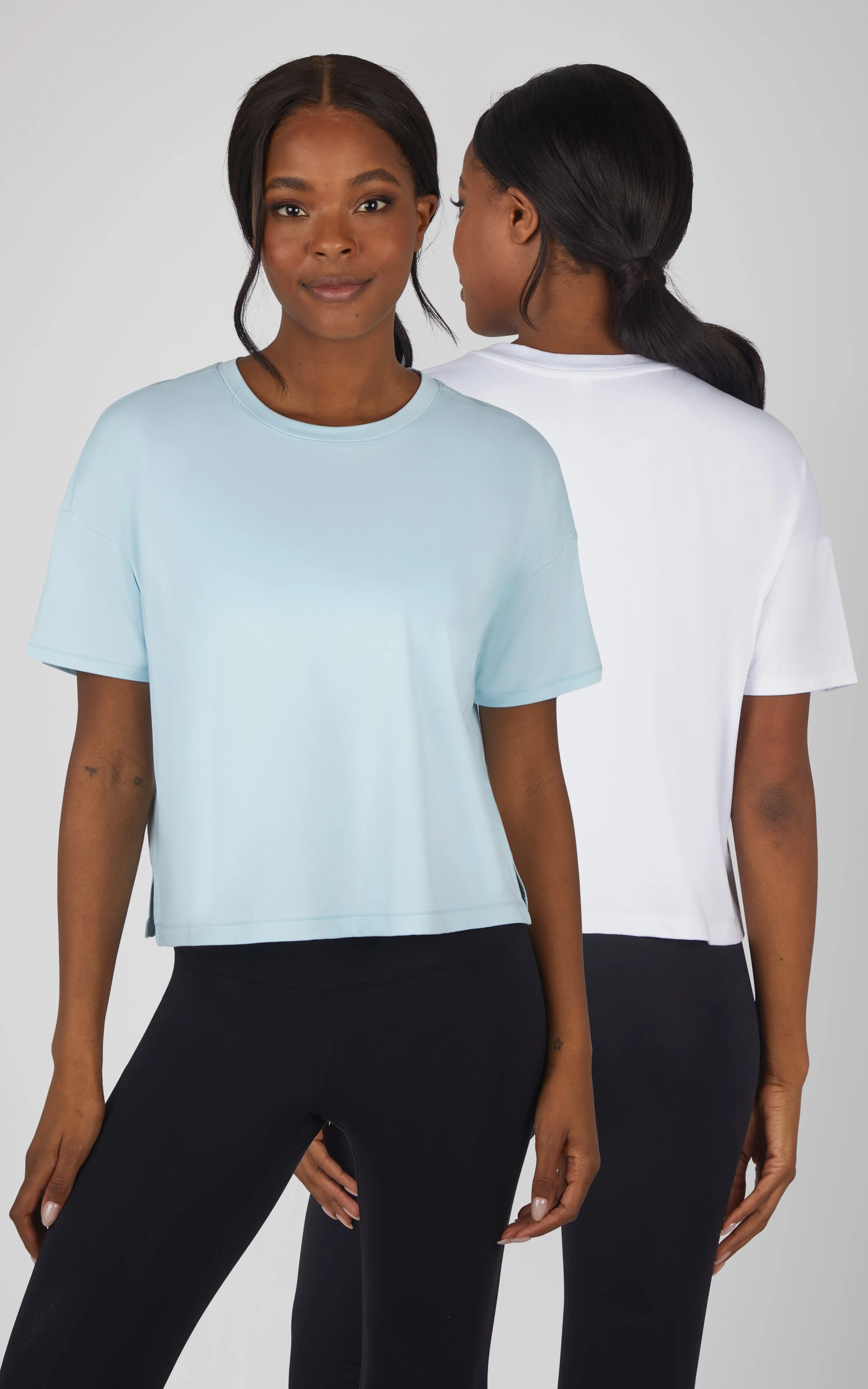 2 Pack Super Soft Deluxe Boxy Cropped Tee sold by 90 Degree By Reflex product image thumbnail 4