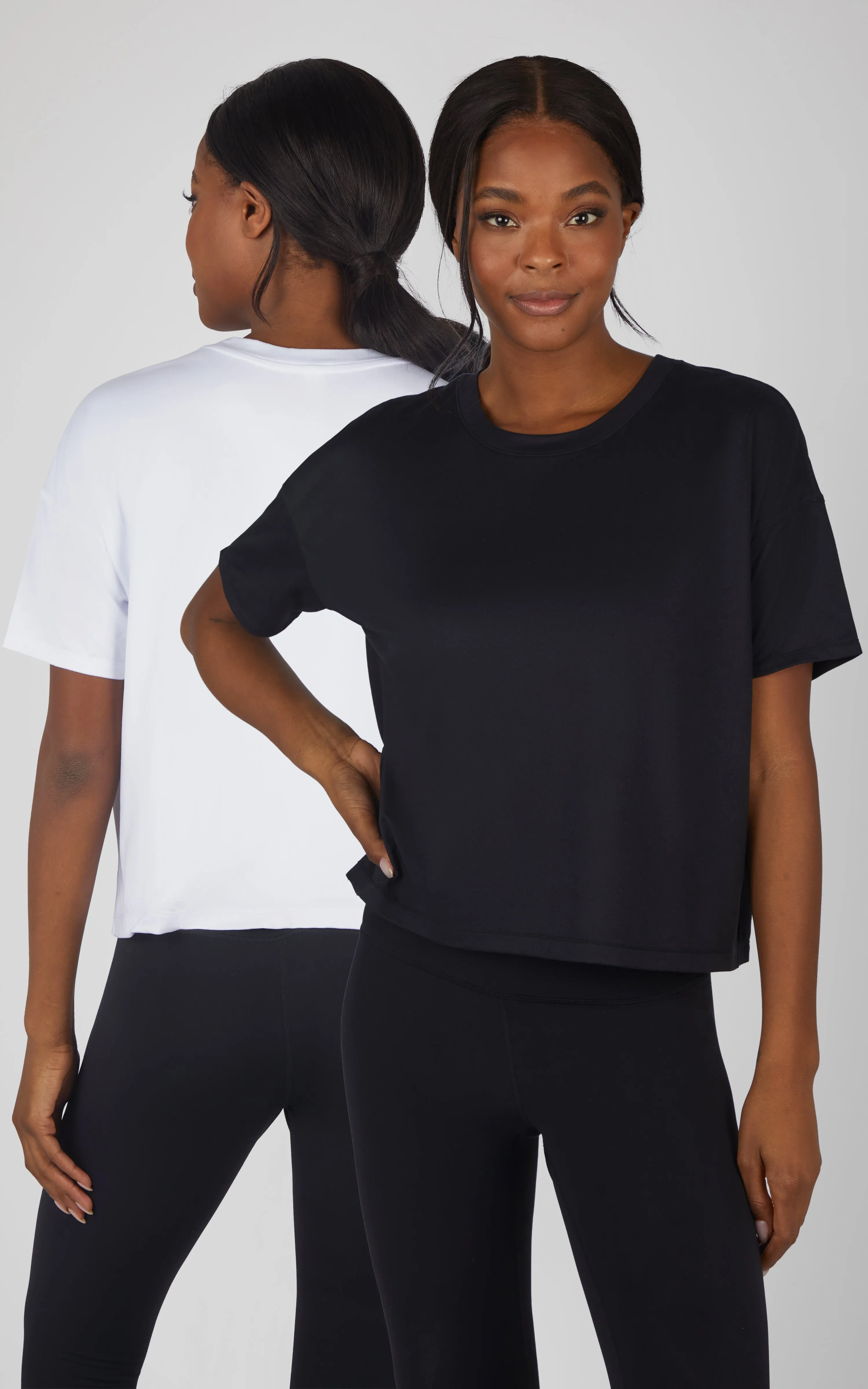 2 Pack Super Soft Deluxe Boxy Cropped Tee sold by 90 Degree By Reflex product image thumbnail 2