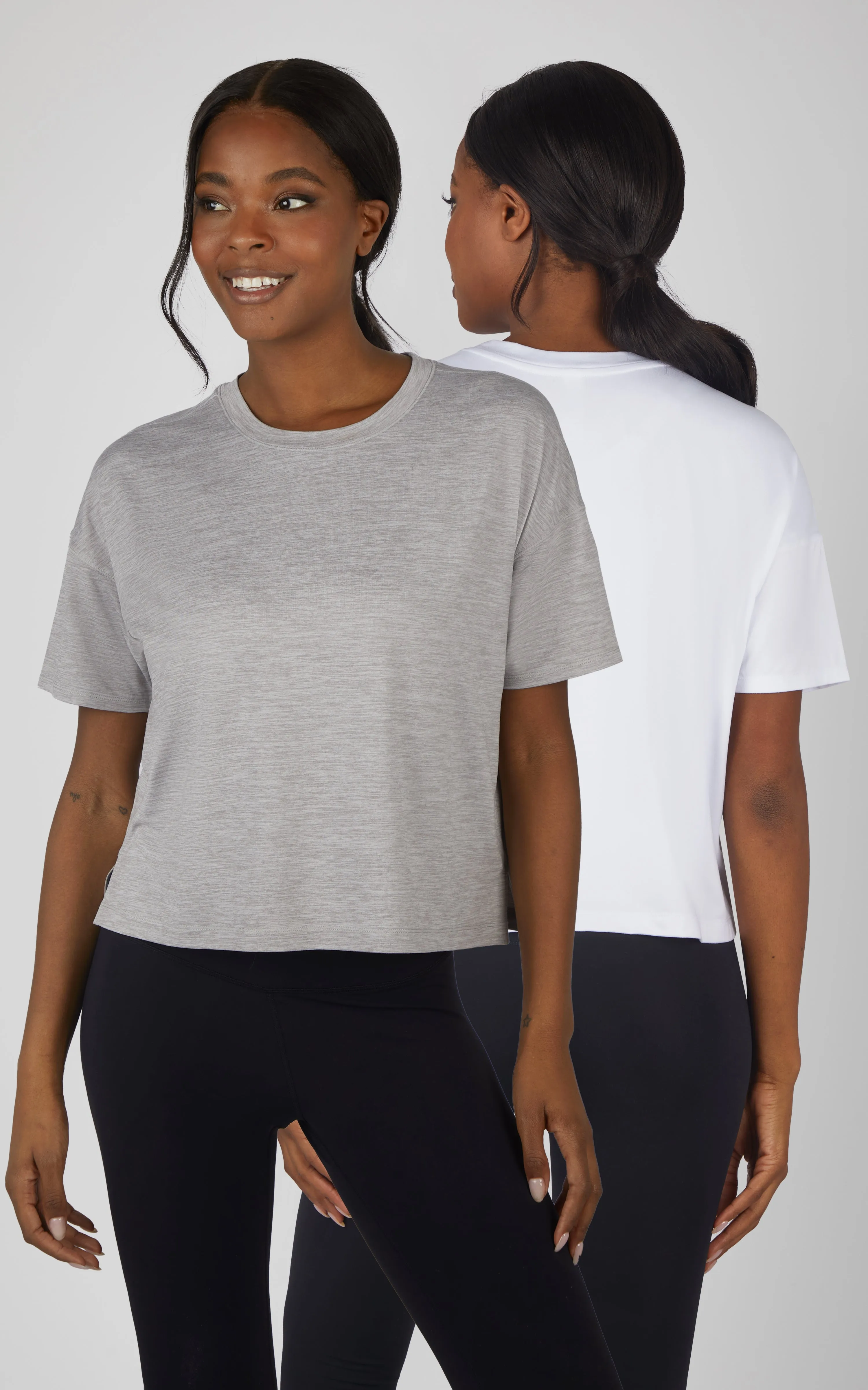 2 Pack Super Soft Deluxe Boxy Cropped Tee sold by 90 Degree By Reflex product image thumbnail 3