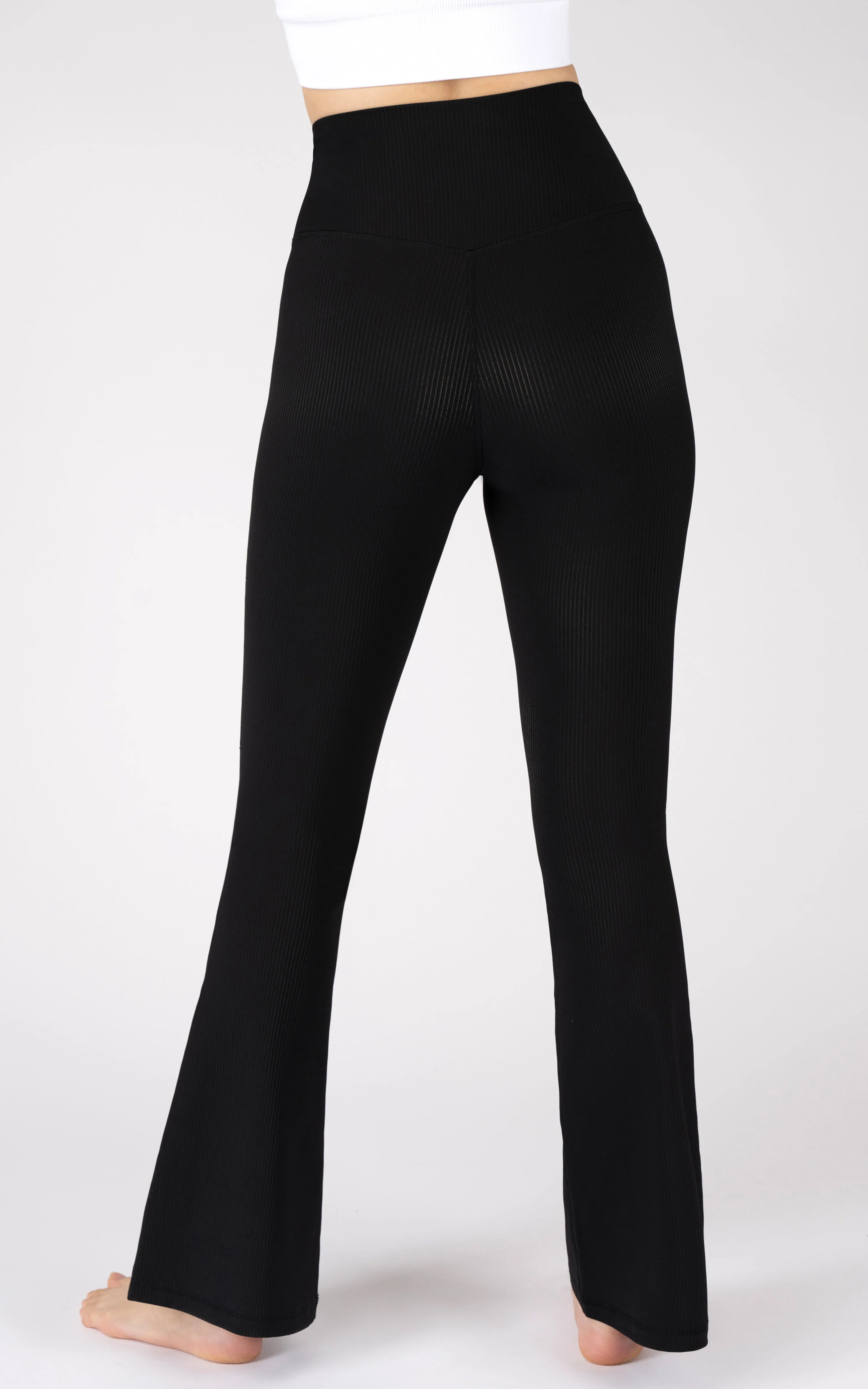 Ribbed Interlink Madison Crossover Elastic Free V-Back 7/8 Flared Leg Pant sold by 90 Degree By Reflex product image thumbnail 2