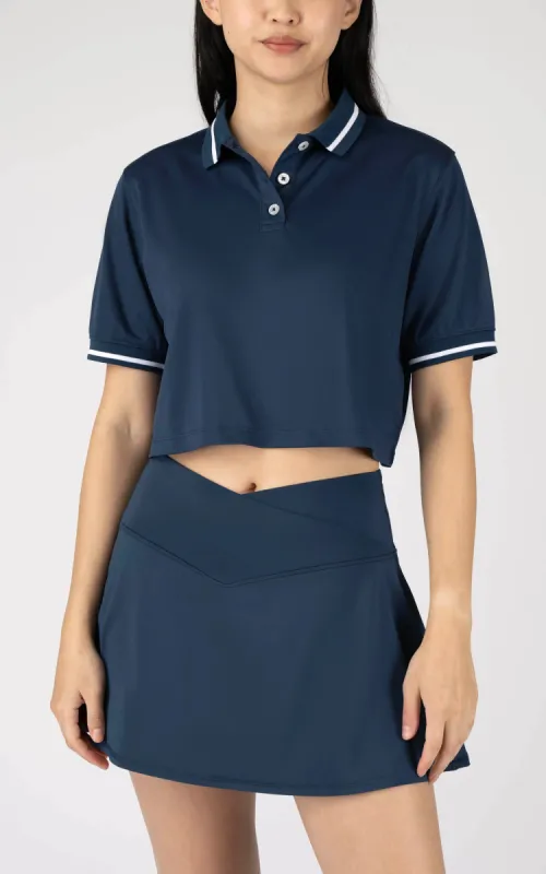Dynamic Pique Cropped Boxy Polo Tee sold by 90 Degree By Reflex