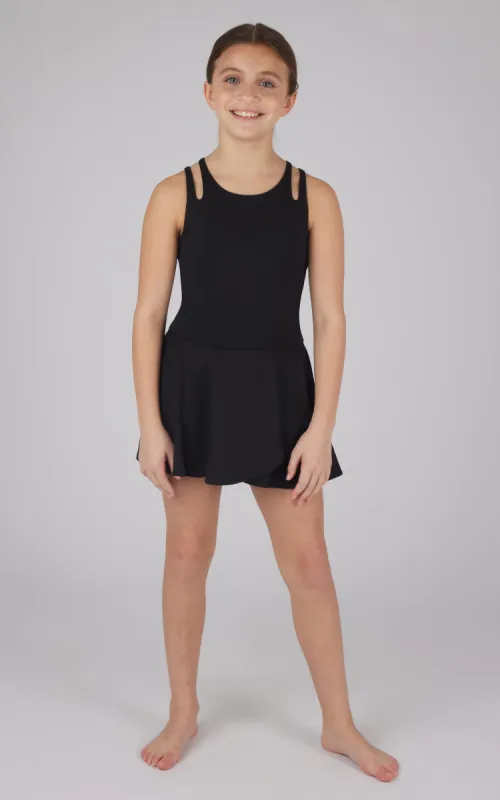 Girls 3 Piece Set Sunrise Cut-Out Tank + Tulip Hem Skort + Scrunchie sold by 90 Degree By Reflex