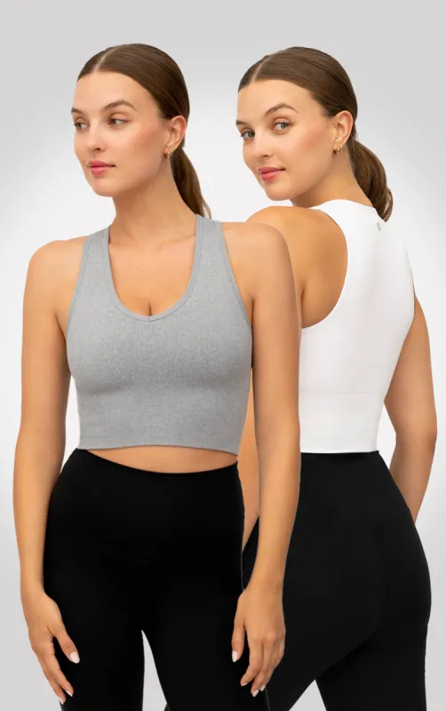 2 PK Ribbed V-Neck Tank Top sold by 90 Degree By Reflex