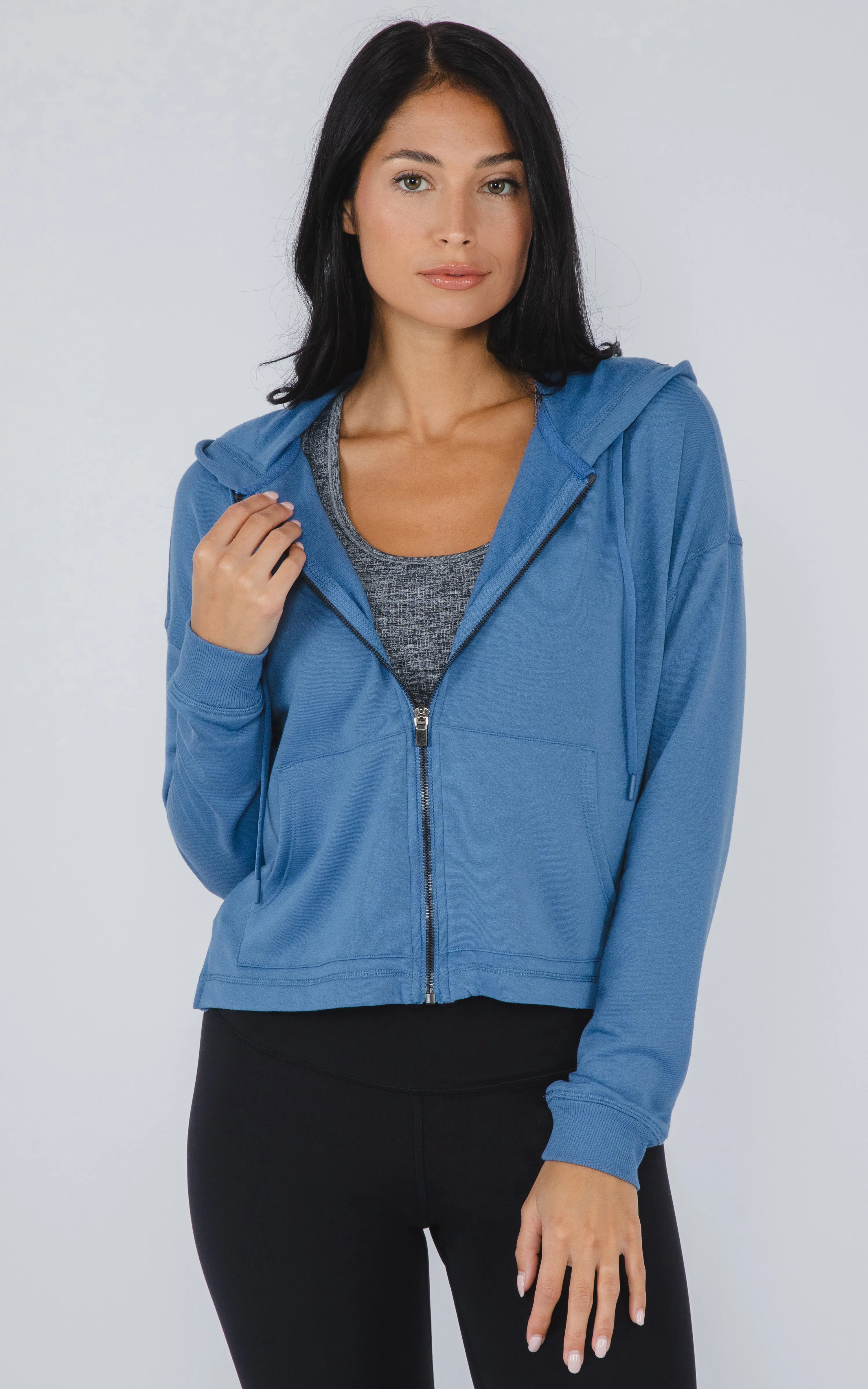French Terry Zip Front Hoodie sold by 90 Degree By Reflex