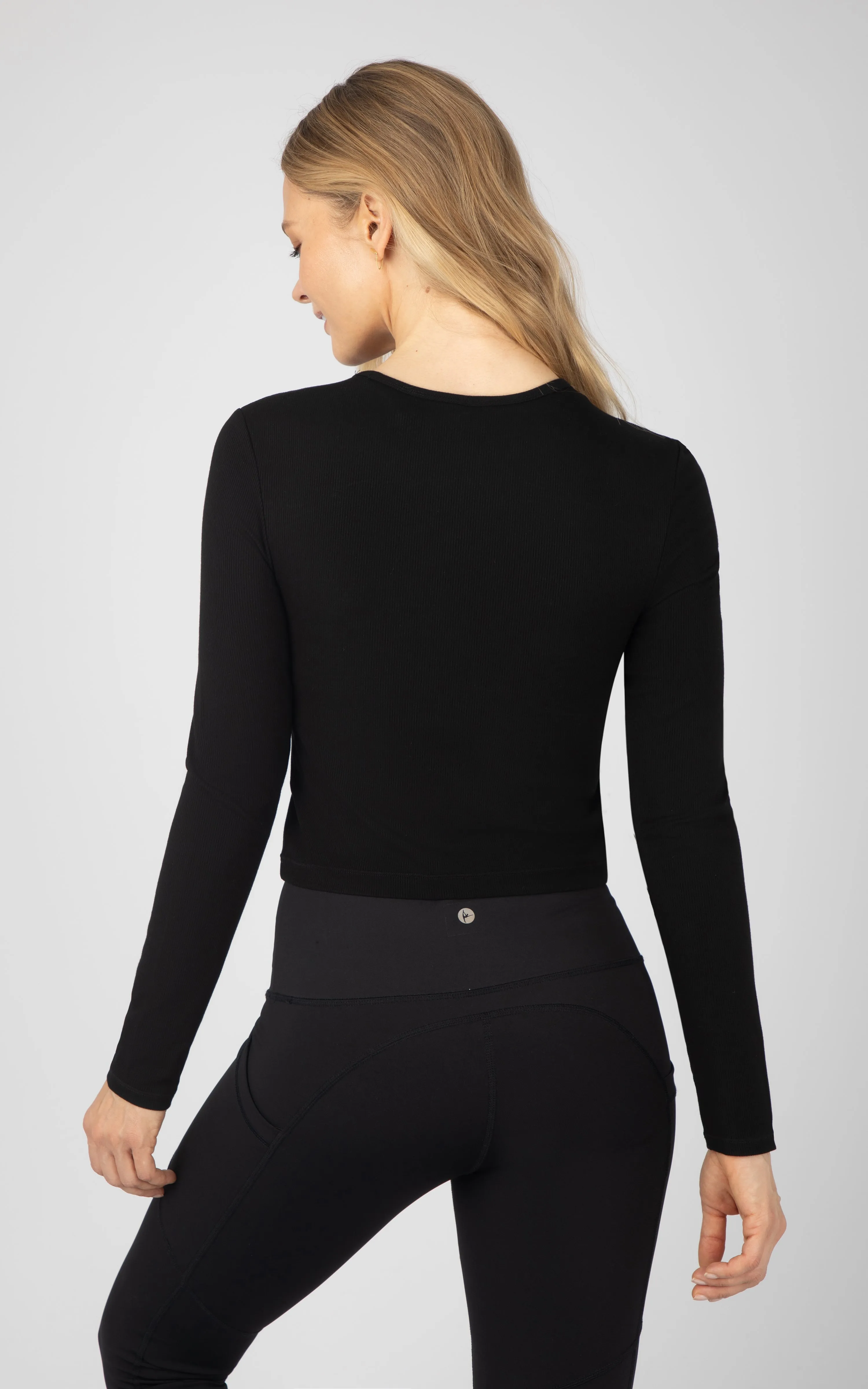 2 Pack Heavenly Kathleen Long Sleeve Crop Top with built in Bra sold by 90 Degree By Reflex product image thumbnail 4